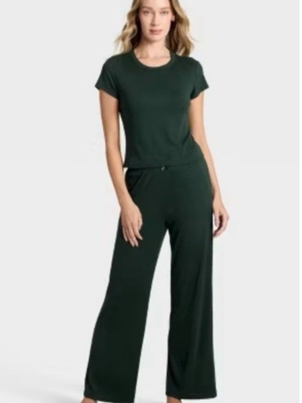 Auden Women's Dark Green Short Sleeve Pajama Set